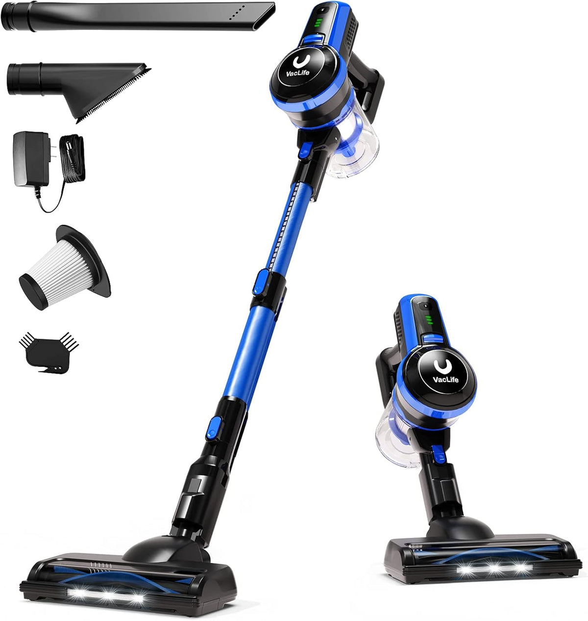 Cordless Stick Vacuum Cleaner with Headlight & Quadruple Filtration T576