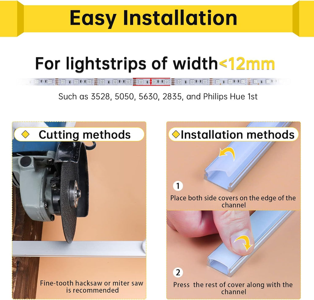 15Pack 3.3FT/1M LED Channel System with Milky White Cover Lens, Silver Aluminum Extrusion Profile Housing Track for Strip Tape Light, U Shape, Pack of 2 U3184