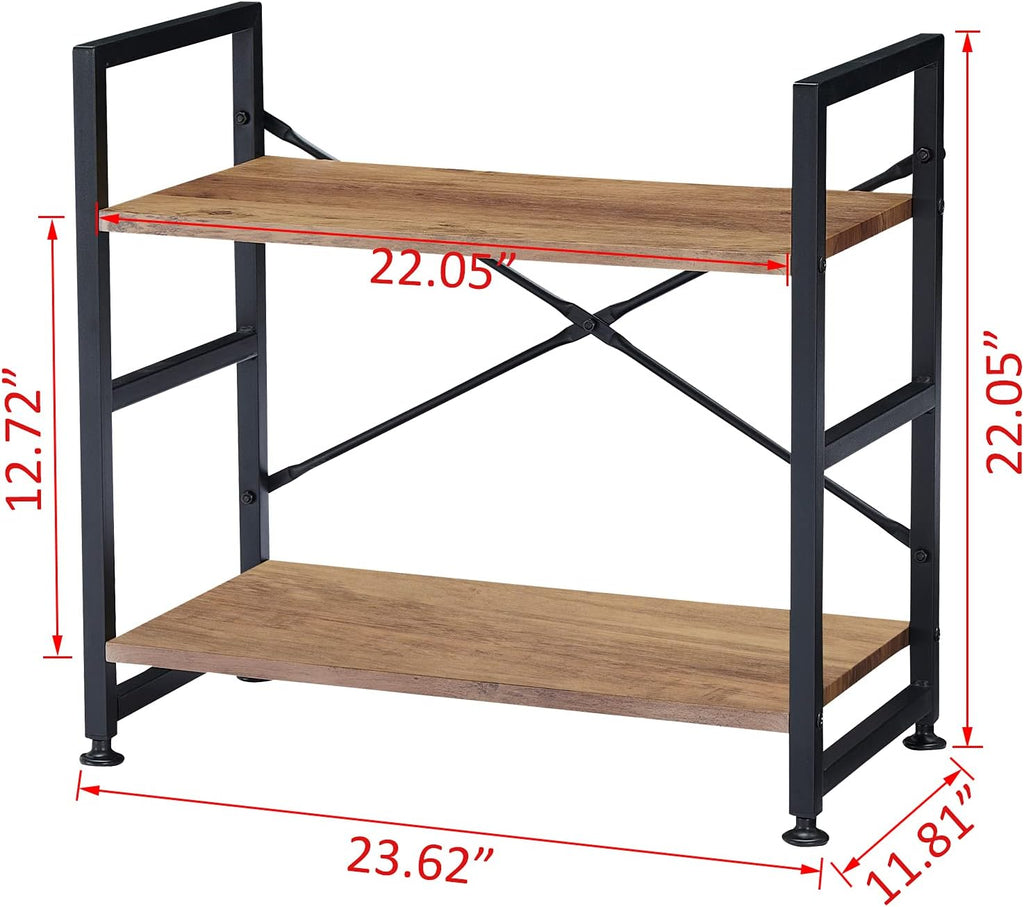 Industrial 5 Tier Wood Bookshelf with Metal Frame R3978