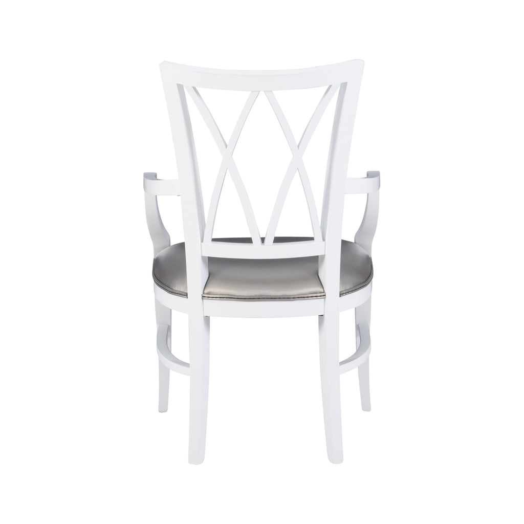 White Wood Dining Arm Chair C2437