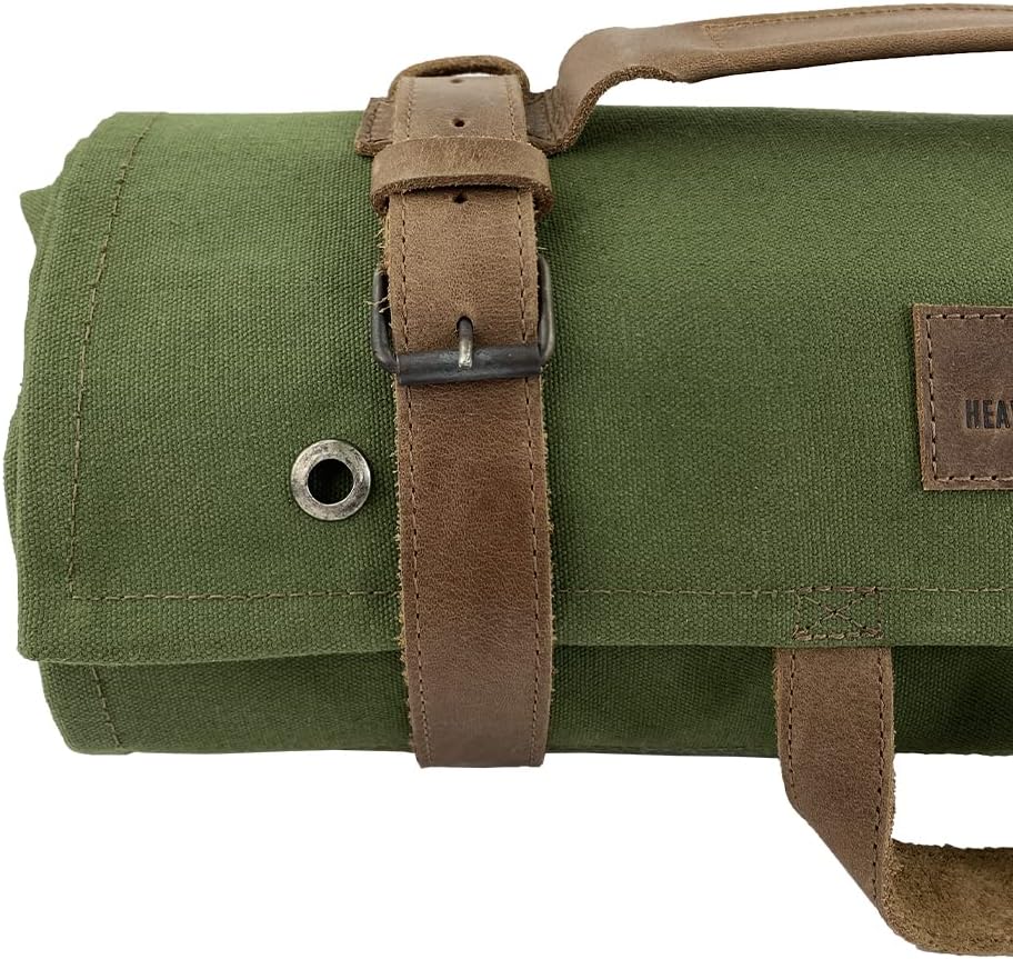 Olive Canvas and Full Grain Leather Tool Roll Bag P85027