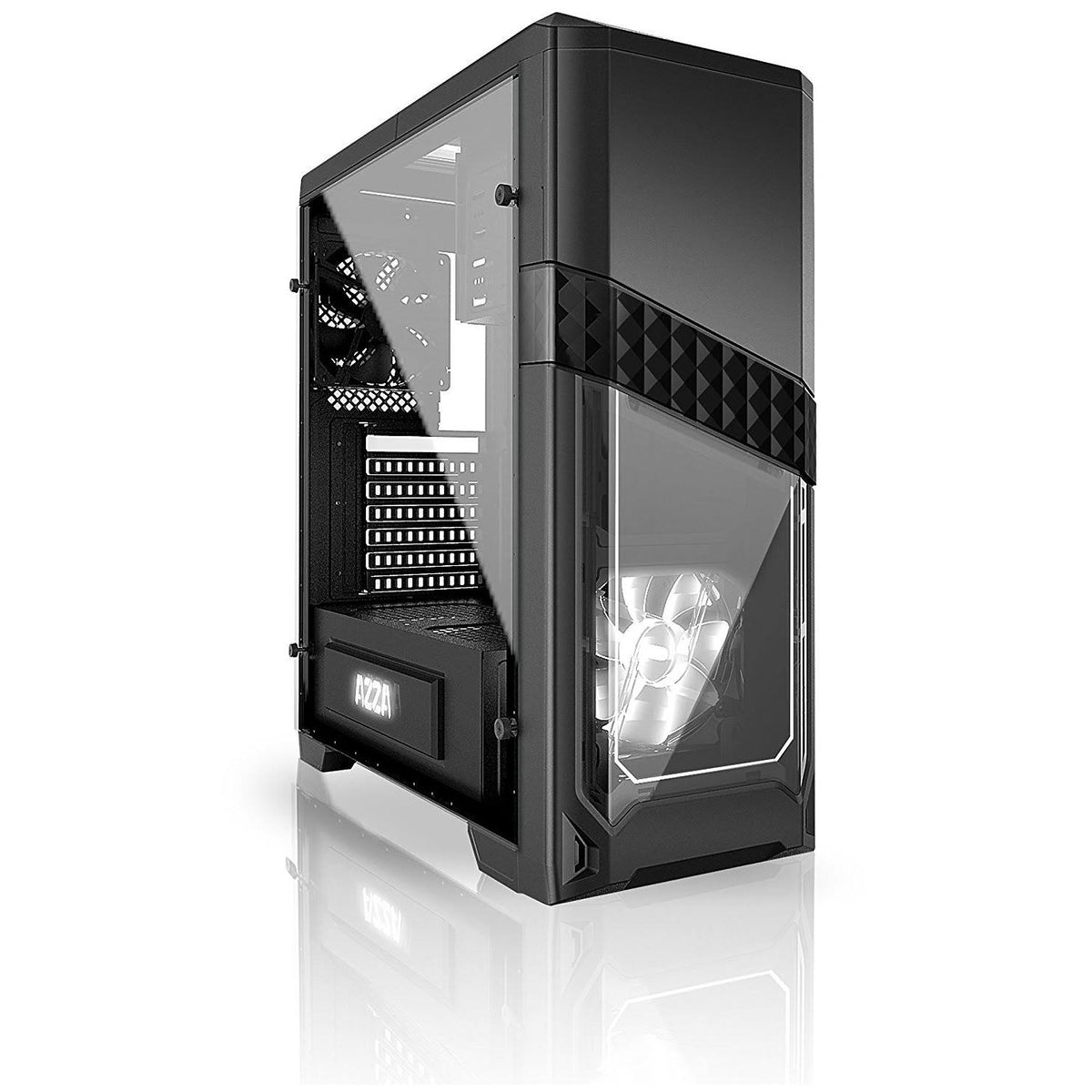 Black SECC Tempered Glass Steel ATX Mid Tower Computer Case H984768
