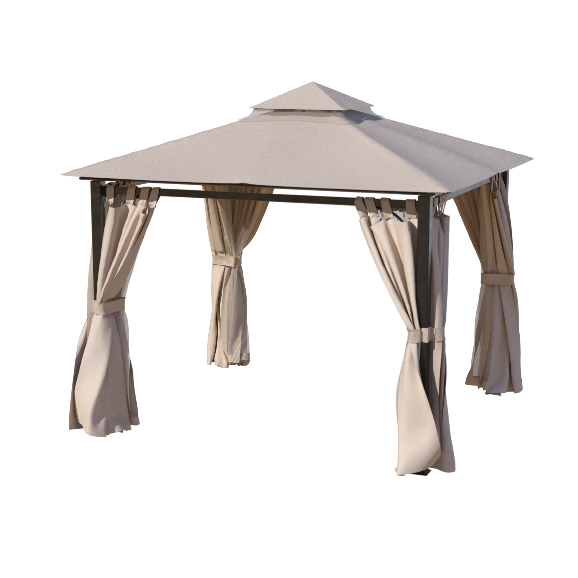10 x 10 Outdoor Polyester Gazebo with Mosquito Netting and Privacy Curtains B84736
