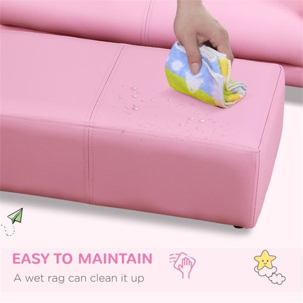 Pink Children's Feet Sofa Set with Wood Frame C120340