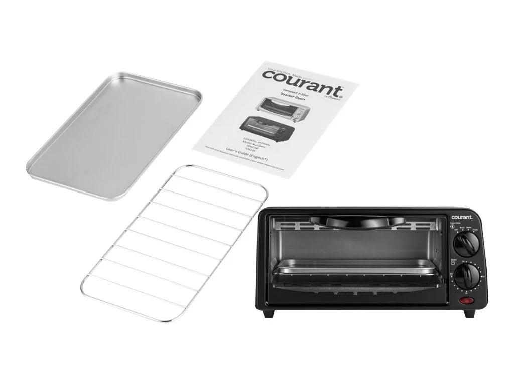 2 Slice Compact Toaster Oven with Bake Tray and Toast Rack, Black S6602