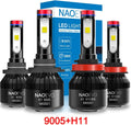 LED Headlight Bulbs Kit, High/Low Beam Combo, 2 Sets, 60W 7600LM 6000K Cool White C1176