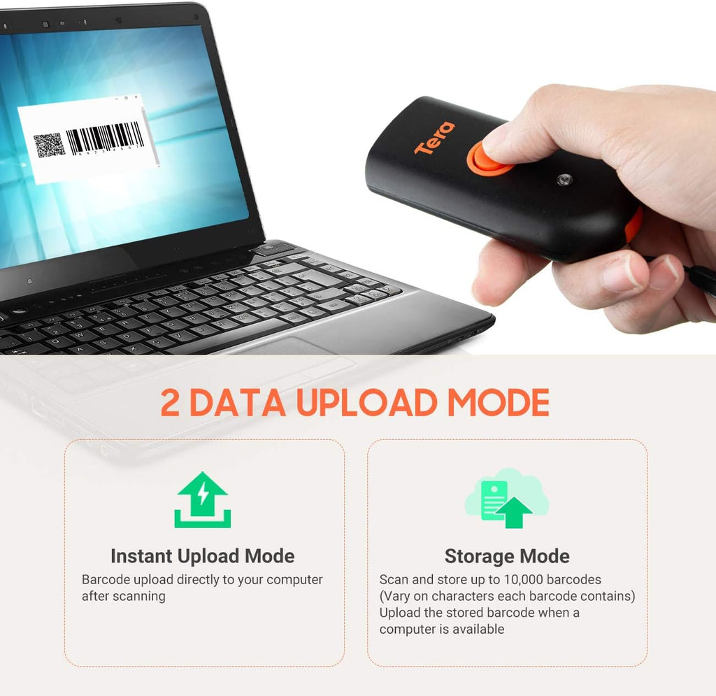 Wireless Barcode Scanner, Waterproof Shockproof Mini Pocket 2D Scanner, Bluetooth 5.0 & USB Wired & 2.4G Bar Code Reader K1749