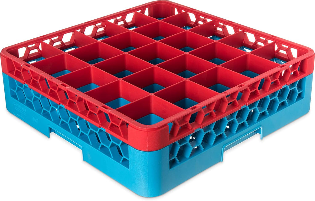 Blue 25 Compartment Glass Rack with 2 Extenders G492910