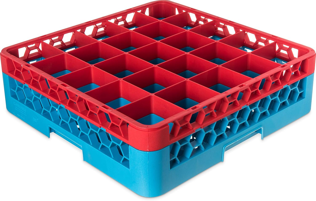 Blue 25 Compartment Glass Rack with 2 Extenders G492910