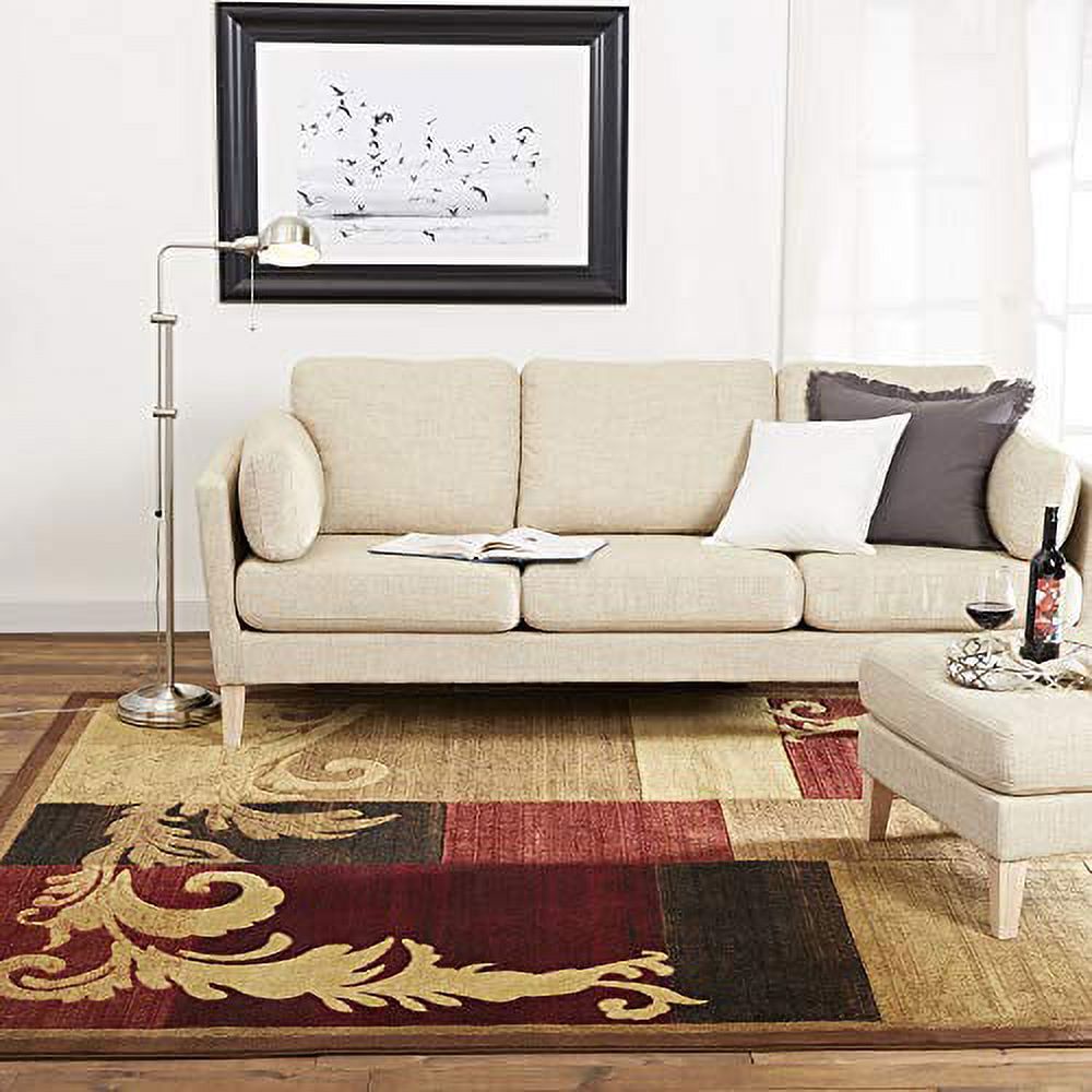 Contemporary Scroll Area Rug, Brown/Red, 5'3"x7'2" L62591