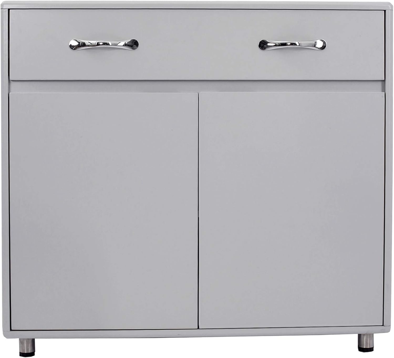 White Round Edge Storage Cabinet with 1 Drawer & 2 Doors W6637