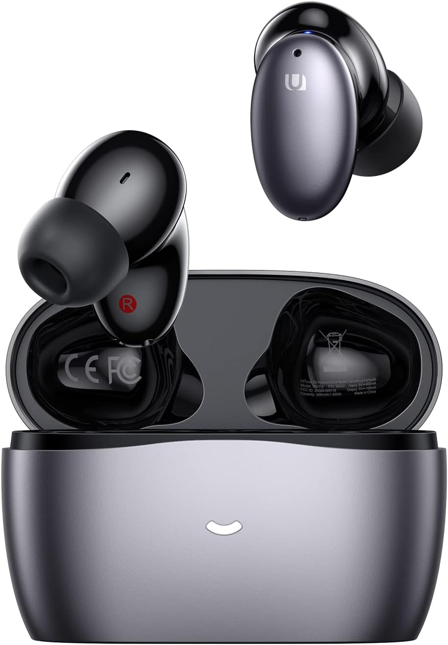 Hybrid Active Noise Cancelling Wireless Earbuds with 6 Mics, Bluetooth 5.1, 26H Playtime E8833