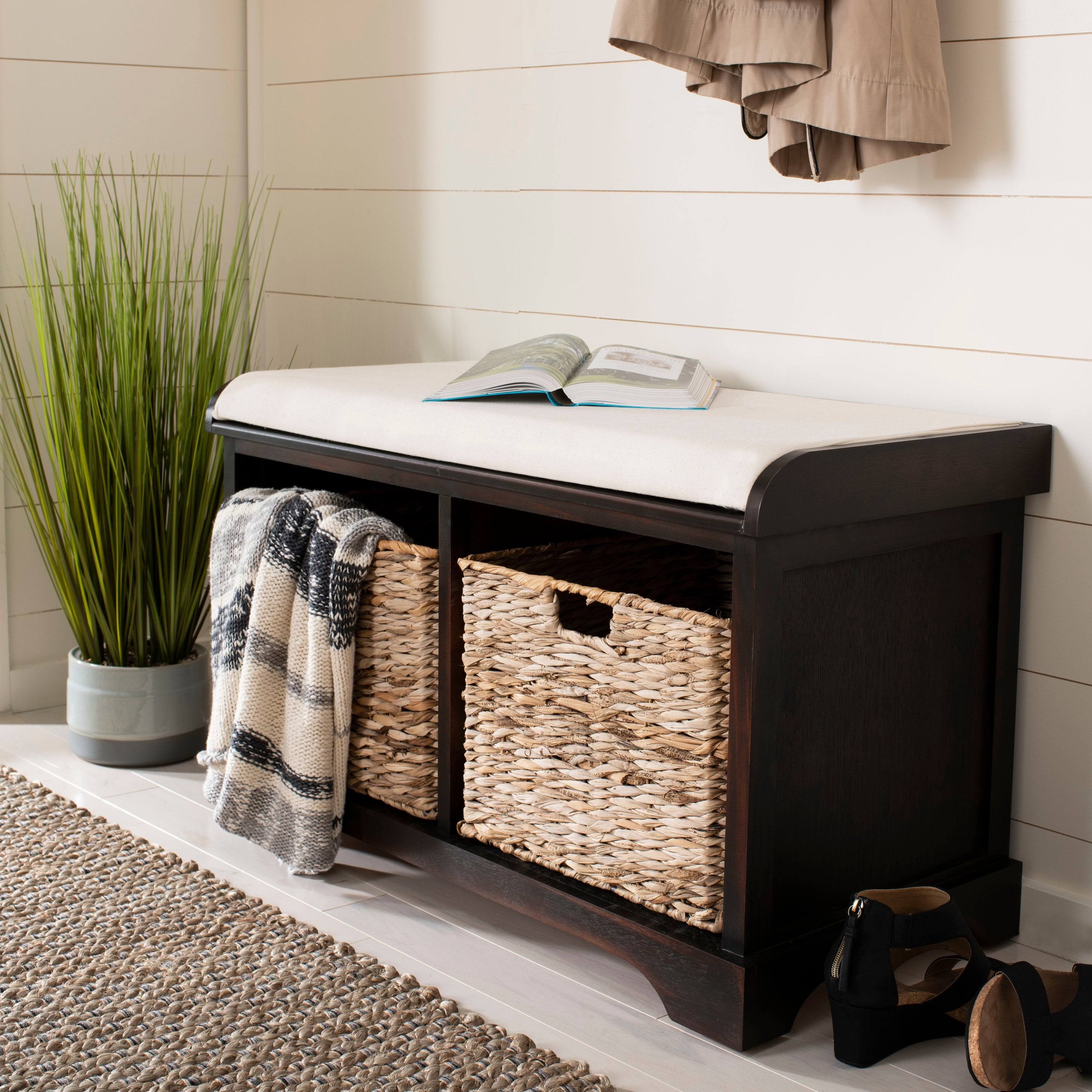 Brown Wicker Storage Bench F636106