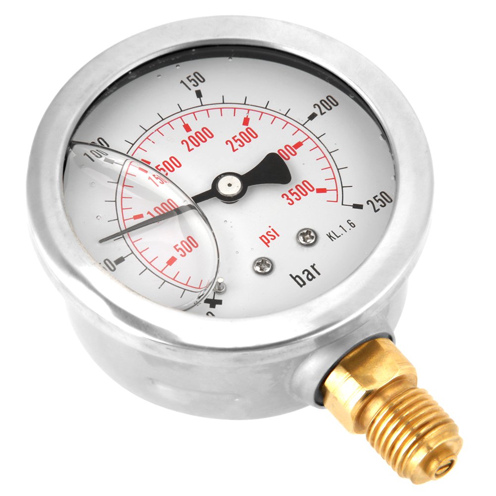 0-250Bar 0-3750PSI G1/4 63mm Mini Dial Pressure Gauge, Pack of 2 W9064