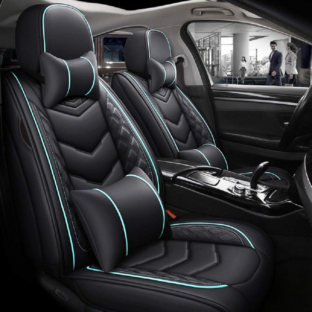 Black PU Leather Car Seat Cover 5-Seater J95968