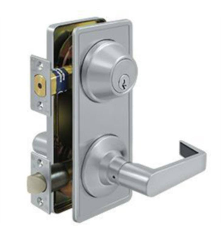 Brushed Chrome Interconnected Lock with Lever B795924