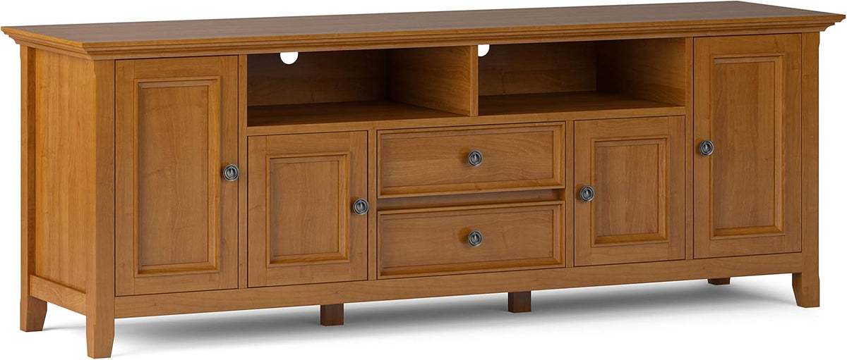 72 inch Solid Wood TV Media Stand with Storage Shelves and Cabinets M7138