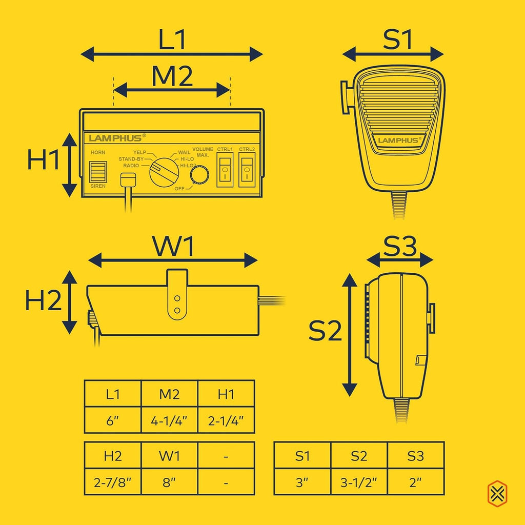 12V 100W Police Siren PA System Amplifier Controller with Handheld Microphone J1429