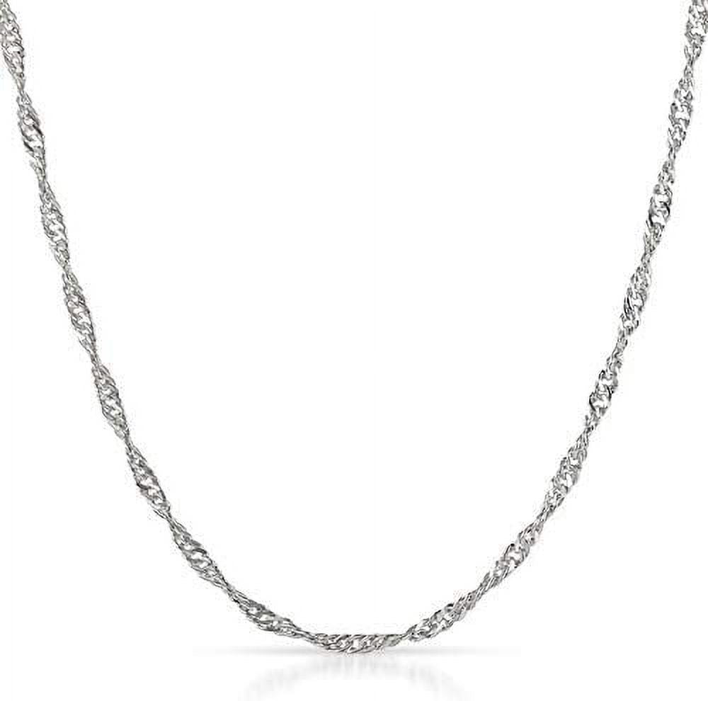 14K White Gold 2mm Singapore Pendant Chain Necklace F1905