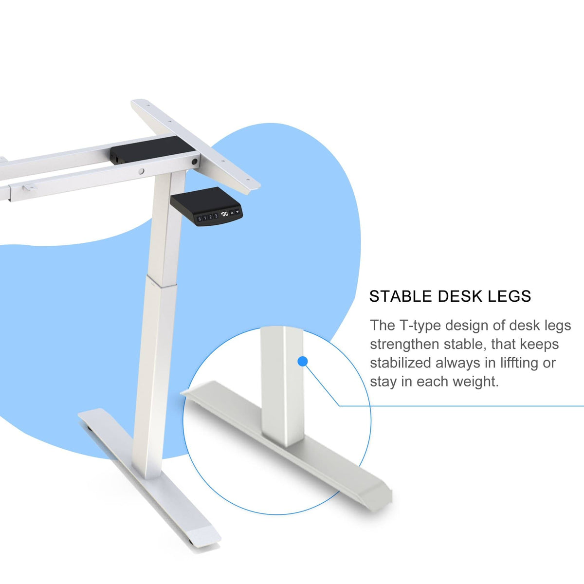 White/Brown L-Shaped Electric Height Adjustable Standing Desk R641942