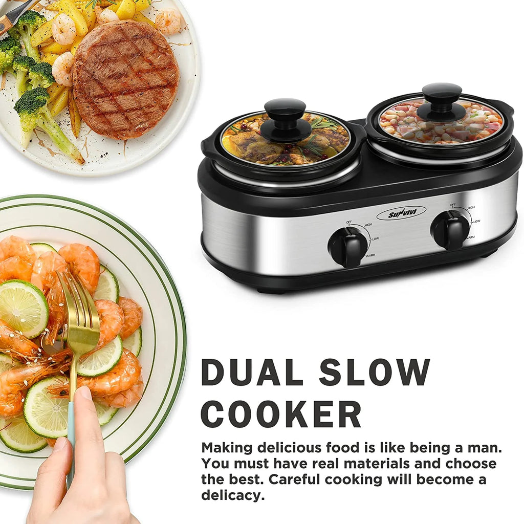 Triple Slow Cooker Buffet Server Stainless Steel U649941