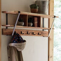 Solid Wood 5 Hook Wall Mounted Coat Rack with Storage A3866