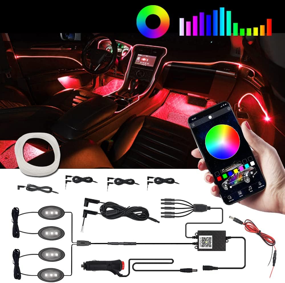 13 in 1 Multicolor RGB Fiber Optic EL Wire Strip Neon Tube 12V Trim Light F2188