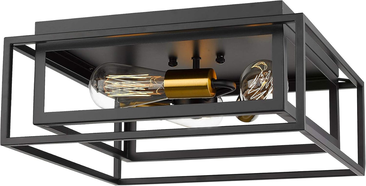 Black 3-Light Flush Mount Ceiling Light F9695