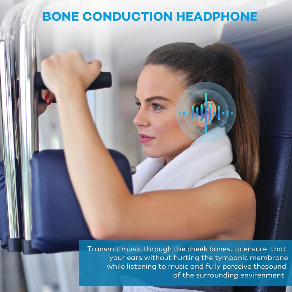Waterproof Bone Conduction Headphones IPX8 Open-Ear 8GB MP3 Player Wireless Bluetooth Sports Headphones with Noise Cancelling MIC O13174