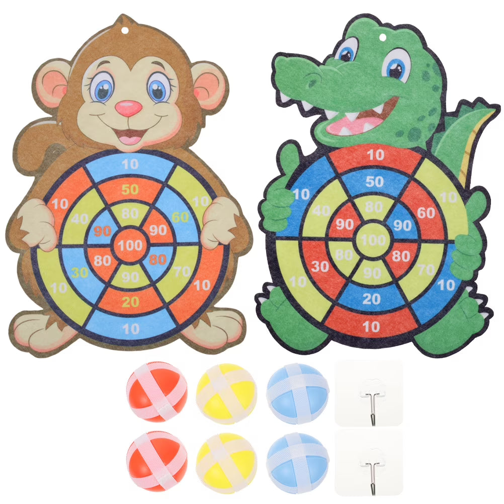 2 Sets Kids Dart Board Game Sticky Balls Cartoon W353916
