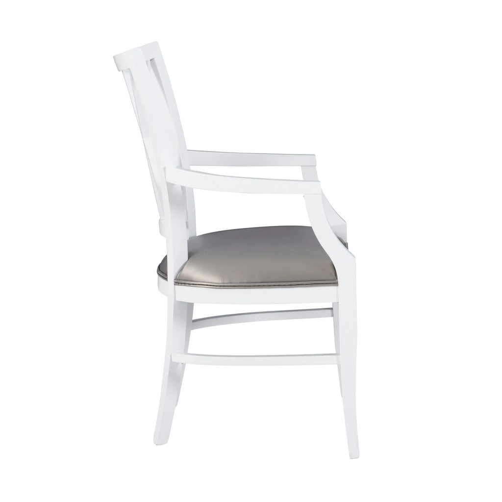 White Wood Dining Arm Chair C2437
