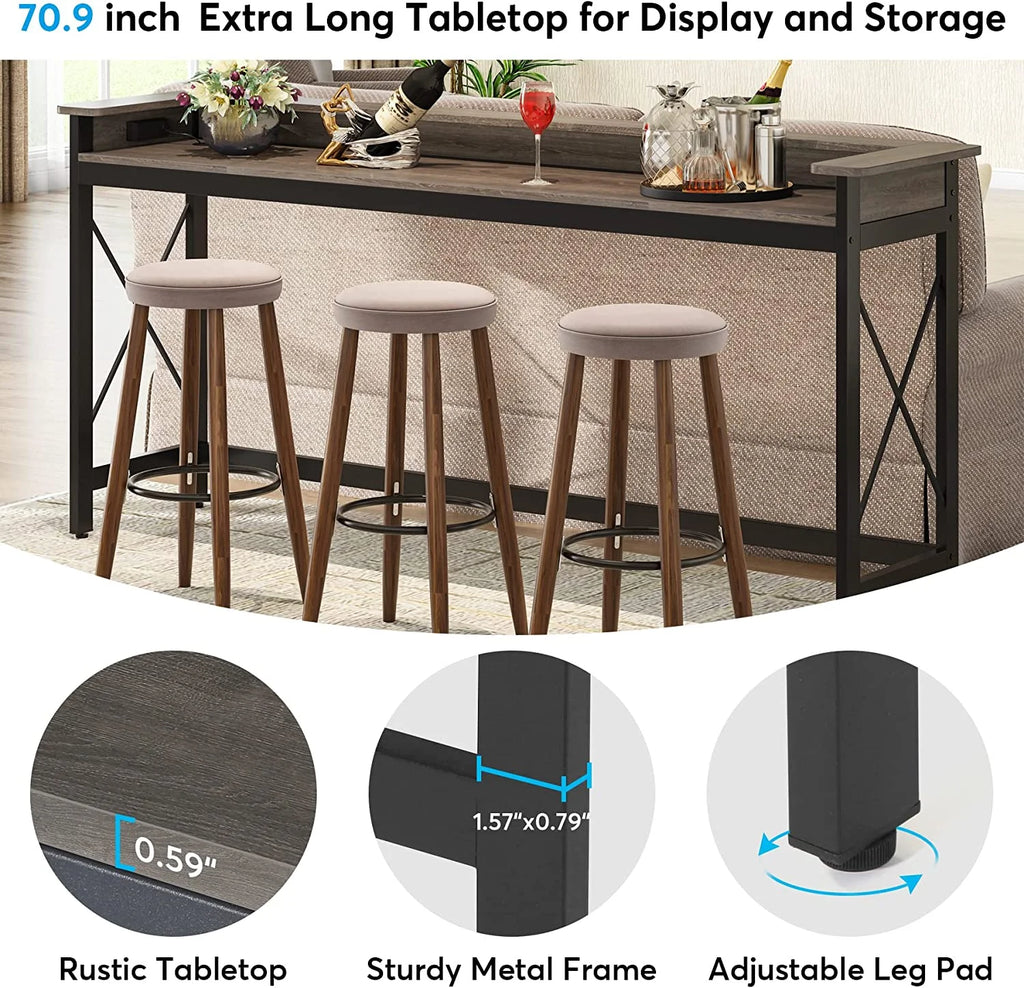 Grey 70.9 inch Console Table with Outlets and USB Ports T26955