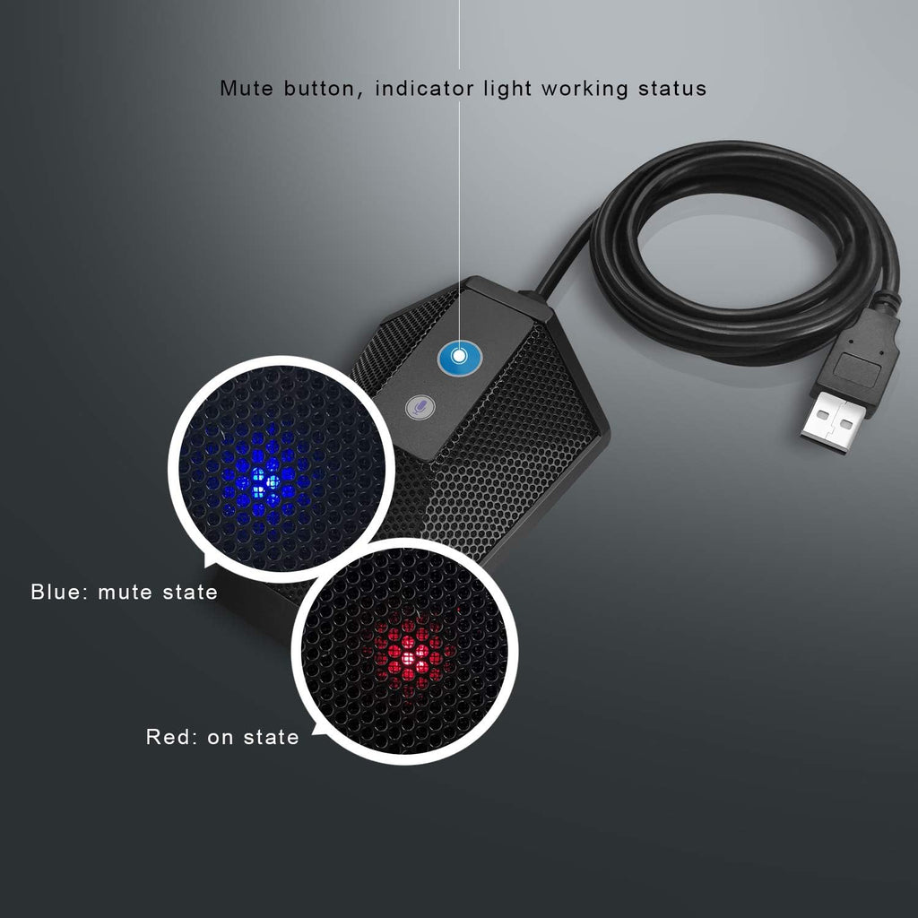 USB Computer Microphone Plug and Play Condenser Mic with Mute Button LED Indicator, Pack of 2 O801
