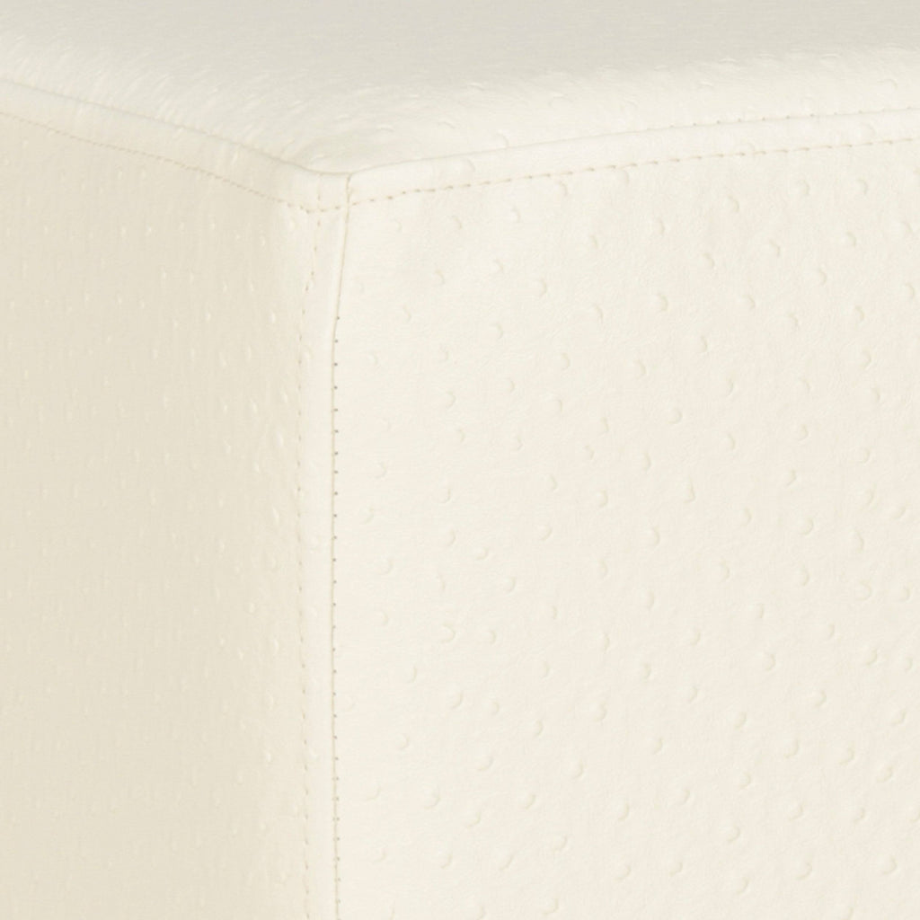 Cream Gold Faux Ostrich Ottoman H514