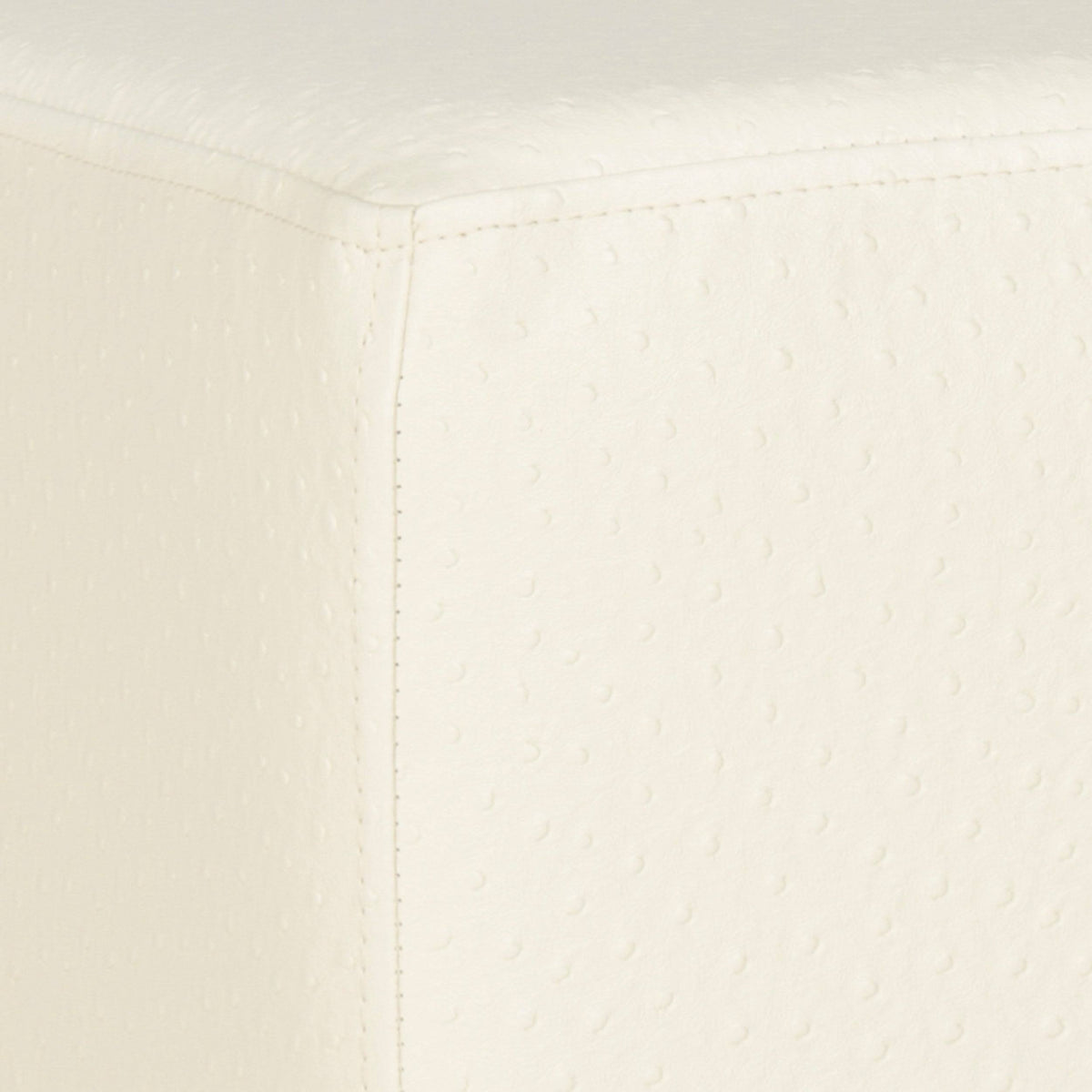 Cream Gold Faux Ostrich Ottoman H514