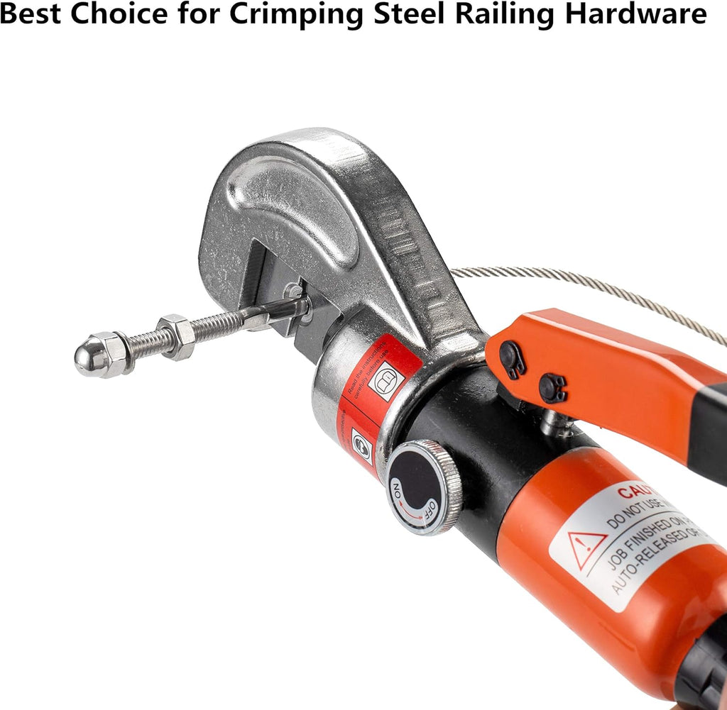 10 Ton Hydraulic Cable Crimper Hand Tool with 8 Pairs Dies and Cable Cutter E7543