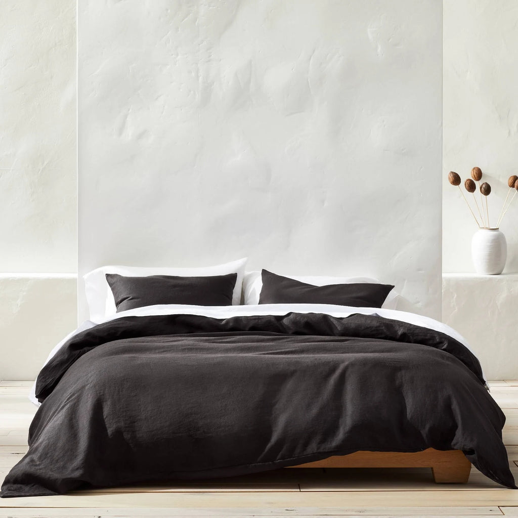 Washed Black King Linen Duvet & Sham Set R87349