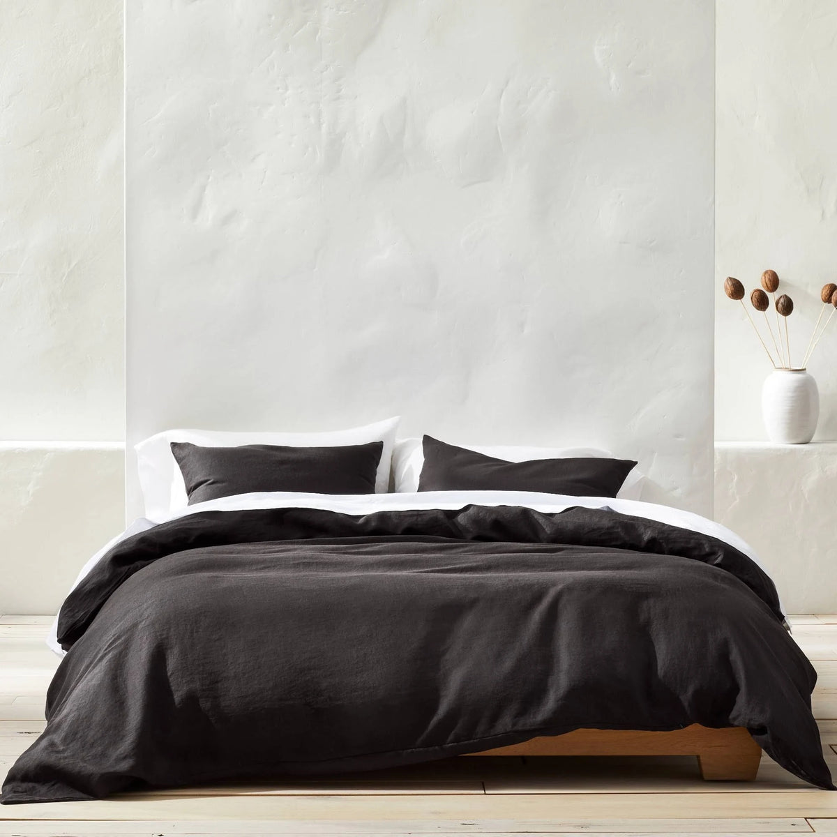 Washed Black King Linen Duvet & Sham Set R87349