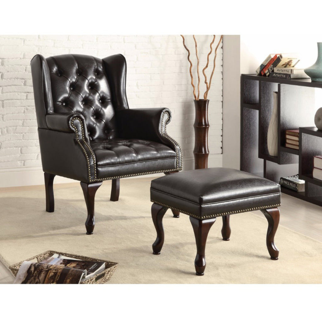 Black Accent Chair with Ottoman Q931808