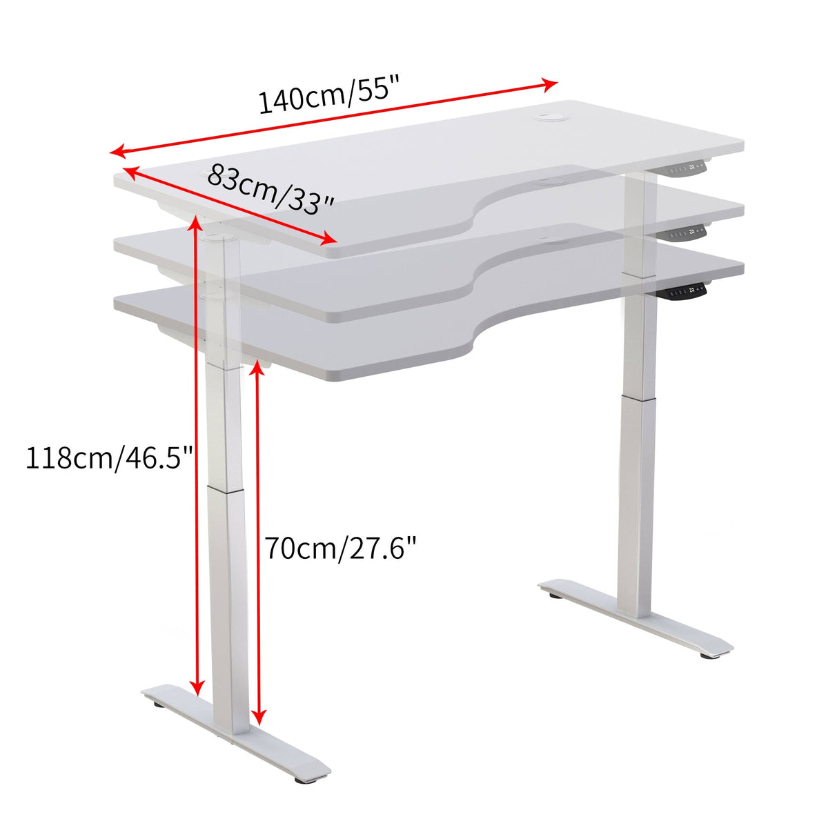 White/Brown L-Shaped Electric Height Adjustable Standing Desk R641942