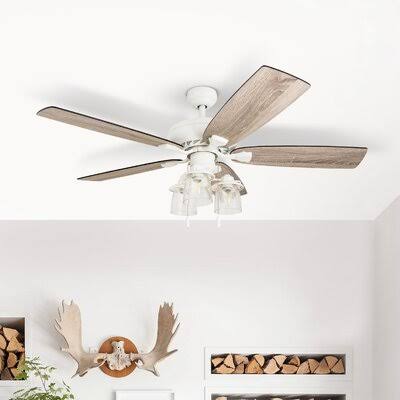 White Standard Ceiling Fan with Light Kit V594