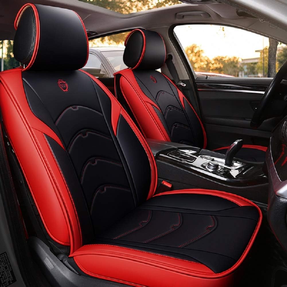 Black-Pink Leather 5 Seat Full Set Seat Cover Cushion R95484