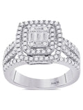 14kt White Gold Baguette Diamond Square Ring 7/8 Cttw E6118