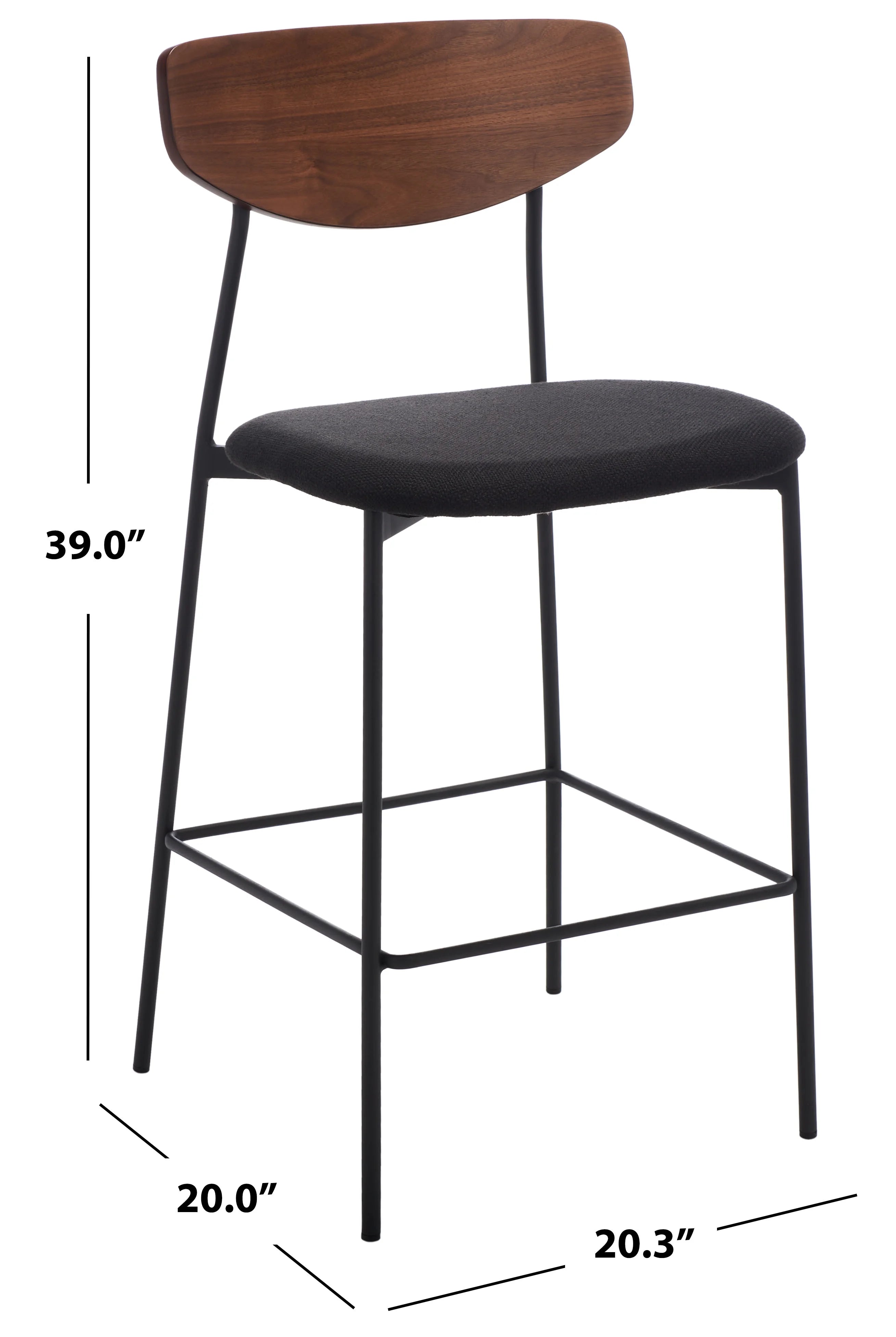 Walnut/Black Scandinavian Counter Stool C7187