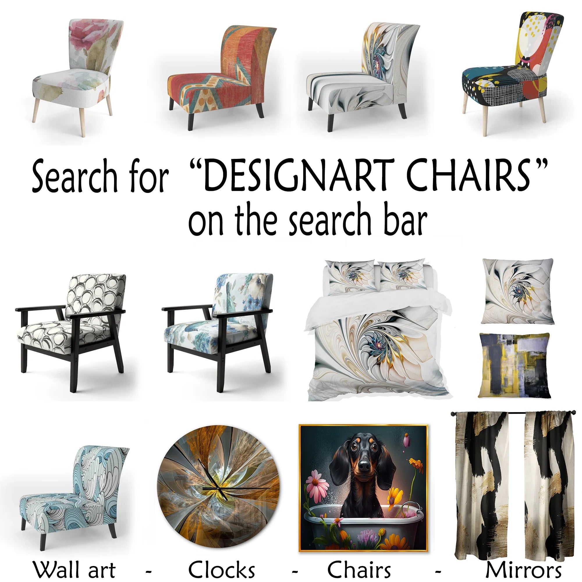 Upholstered Patterned Accent Chair and Arm Chair D61679