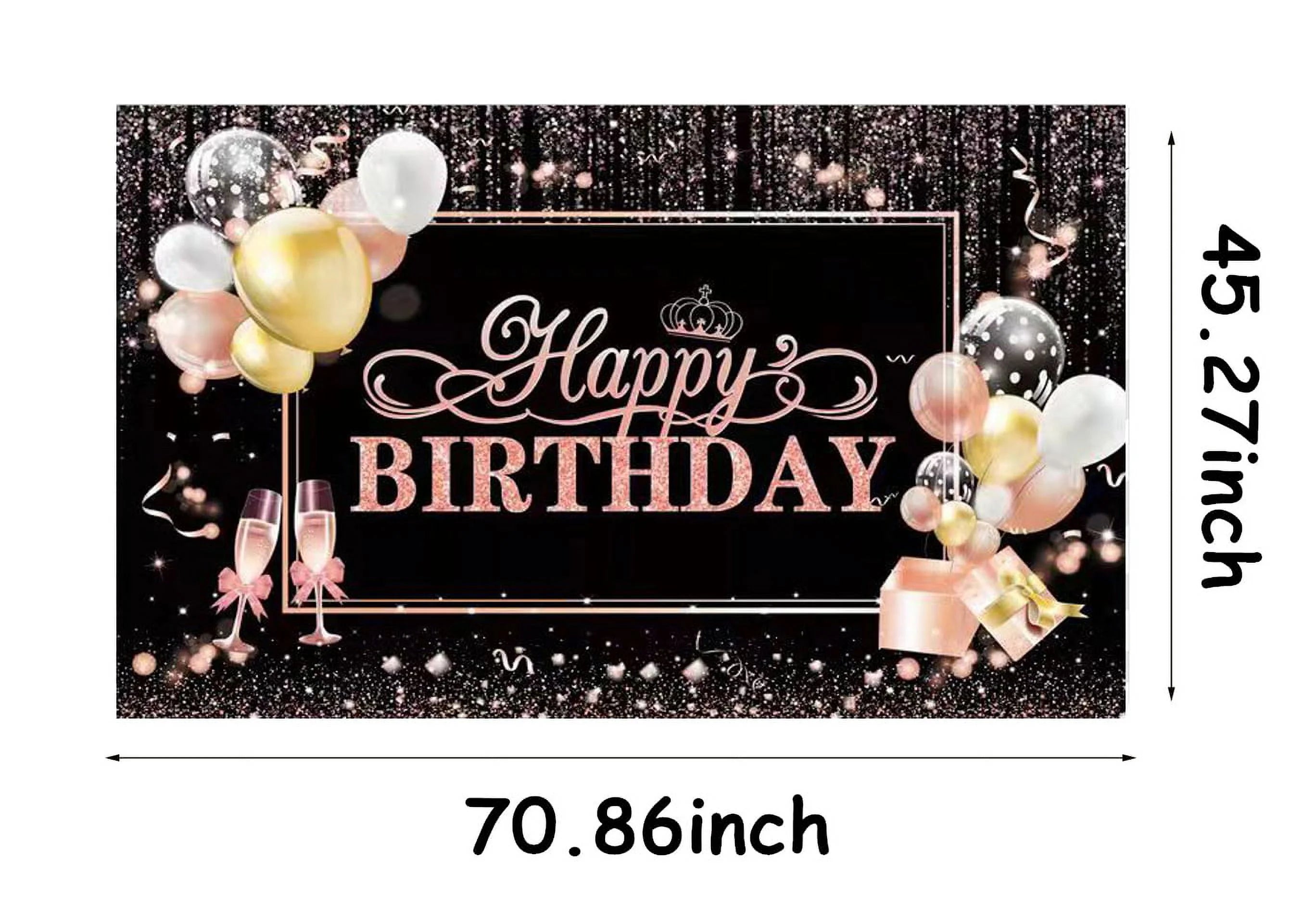 Rose Gold Glitters Birthday Banner Backdrop 45" x 70" K922784