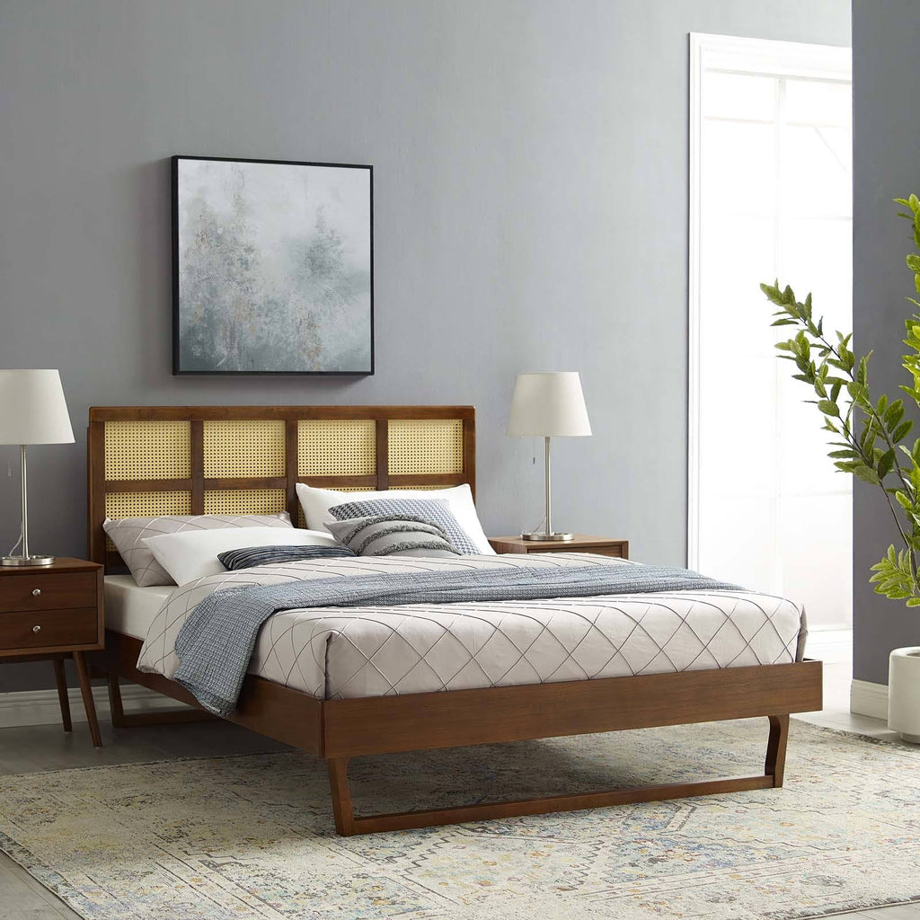 Walnut Wood King Platform Bed O89328