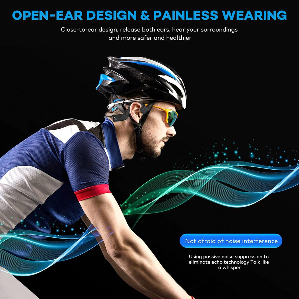 Waterproof Bone Conduction Headphones IPX8 Open-Ear 8GB MP3 Player Wireless Bluetooth Sports Headphones with Noise Cancelling MIC O13174