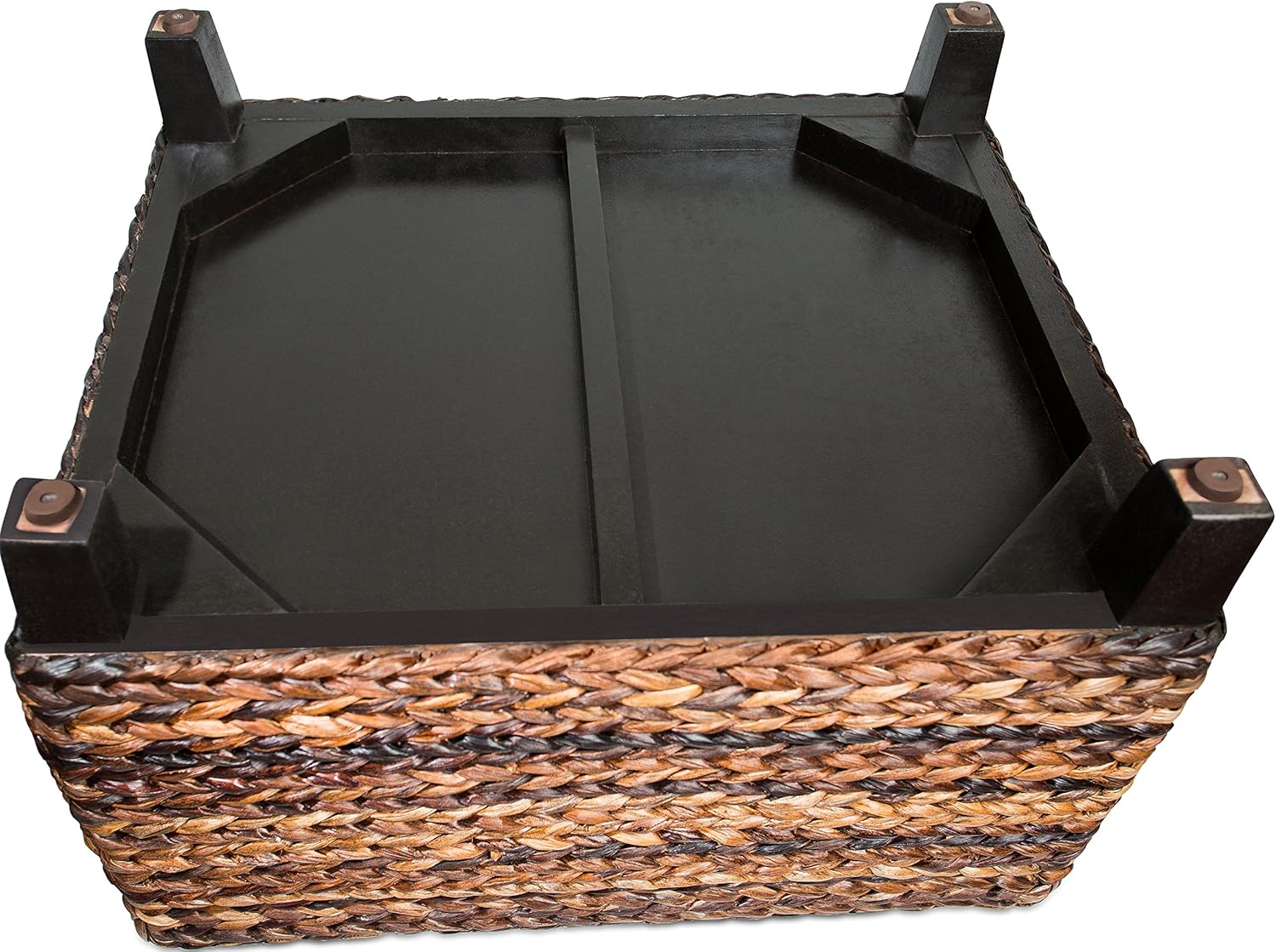 Woven Seagrass Storage Ottoman with Safety Hinges H556078