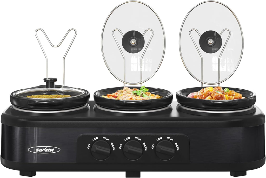 Triple Slow Cooker Buffet Server Stainless Steel U649941